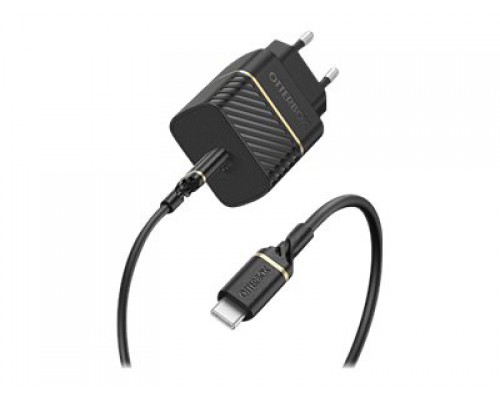OTTERBOX EU Wall Charger 20W - 1X USB-C 20W USB-PD + USB C-C Cable 1m Black