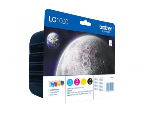 BROTHER LC-1000 inktcartridge zwart en drie kleuren standard capacity zwart&colon; 500 paginas&comma; kleur&colon; 400 paginas 4-pack blister