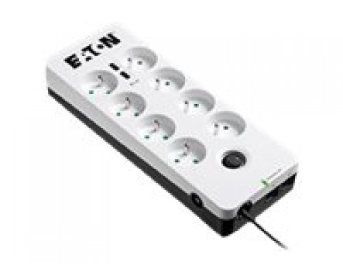 EATON Power Surge Socket 10A Protection Box 8 outlets FR with Tel &sol; Internet line protection USB