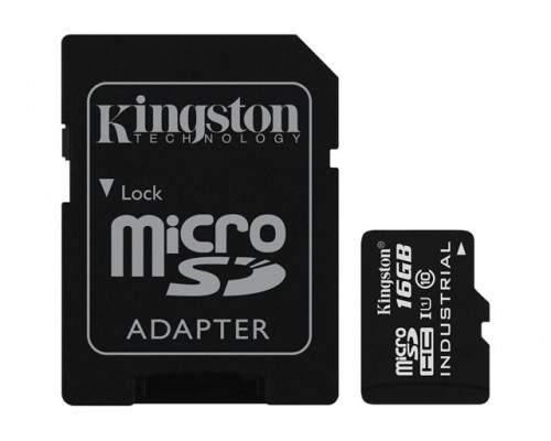 KINGSTON 16GB microSDHC UHS-I Class 10 Industrial Temp Card + SD Adapter