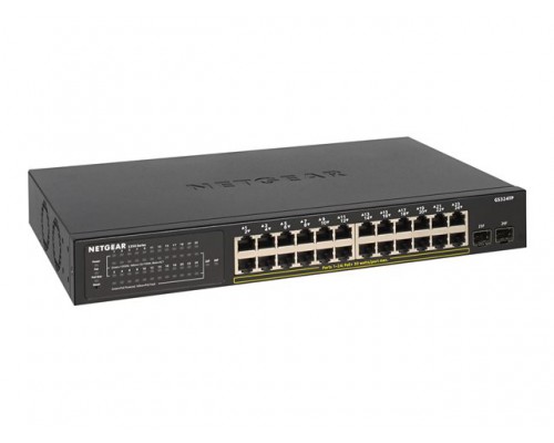 NETGEAR S350 Series 24-Port Gigabit PoE &plus; Ethernet Smart Managed Pro Switch with 2 SFP Ports Budget 190W Rackmount
