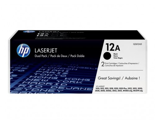 HP 12AD Laserjet originele toner cartridge zwart standard capacity 2 x 2&period;000 paginas 2-pack