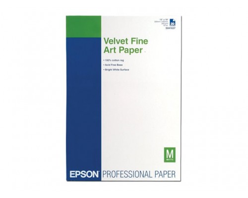 EPSON S041637 Velvet fine art paper inktjet 260g&sol;m2 DIN A3&plus; 20 sheets 1-pack