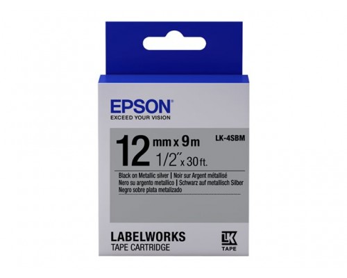 EPSON LK-4SBM Label Cartridge - Zwart op Metallic Zilver - 12mm x 9m