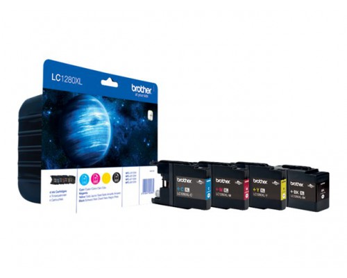 BROTHER LC-1280 inktcartridge zwart en drie kleuren extra high capacity 1x 2&period;400 paginas 1-pack blister zonder alarm