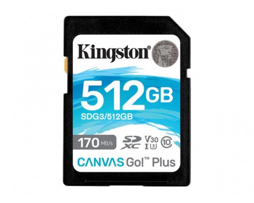 KINGSTON 512GB SDXC Canvas Go Plus 170R C10 UHS-I U3 V30