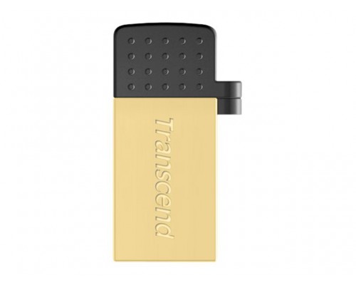 TRANSCEND JetFlash 380G 16GB USB2&period;0 USB stick Goud  Micro USB en Full-size USB Port