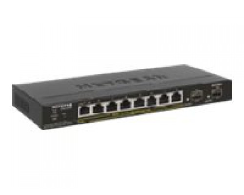 NETGEAR S350 Series 8-port Gigabit PoE&plus; Ethernet Smart Managed Pro Switch 2 SFP Ports Budget 55W
