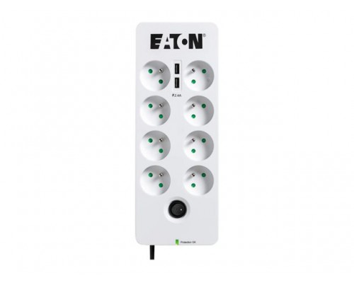 EATON Power Surge Socket 10A Protection Box 8 outlets FR with Tel &sol; Internet line protection USB