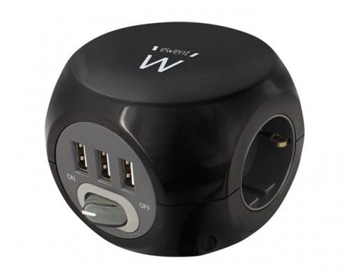 EWENT Power block 3 USB charging ports 3 German outlets
