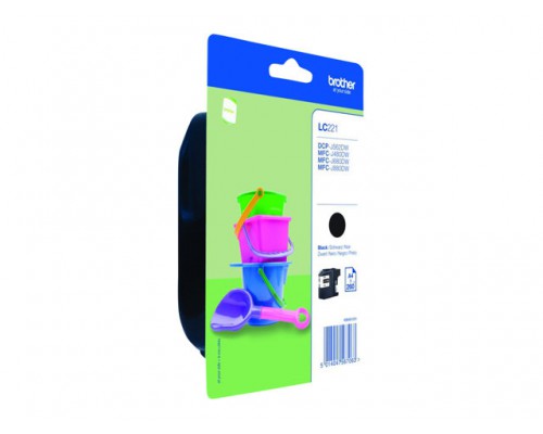 BROTHER LC-221BKBP Inktcartridge Zwart Blister 300 pagina s