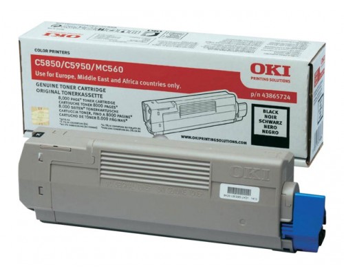 OKI C5850&comma; C5950 tonercartridge zwart standard capacity 8&period;000 pagina s 1-pack