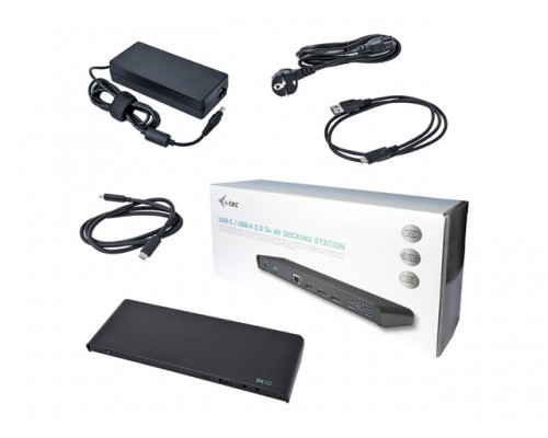 I-TEC USB-C&sol;USB 3&period;0 3x4K Universal Dockingstation 2xDP 1xHDMI 1xLAN 5x USB 3&period;0 1x USB-C Data 1x Audio&sol;Mic 60W PD compatibel with TB3
