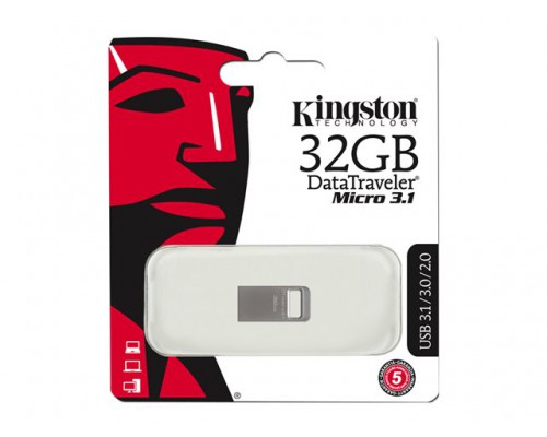 KINGSTON 32GB DTMicro USB 3&period;1&sol;3&period;0 Type-A metal ultra-compact flash drive