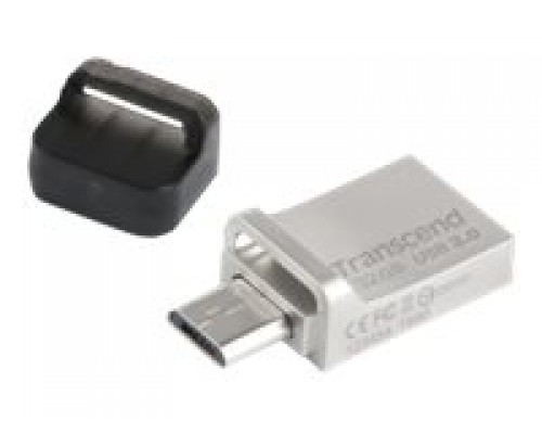 TRANSCEND JetFlash 880S 32GB USB3&period;0 USB stick Zilver Micro USB en Full-size USB Port