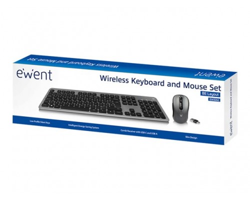 EWENT Wireless scissor keyboard and mouse bundle BE lay-out