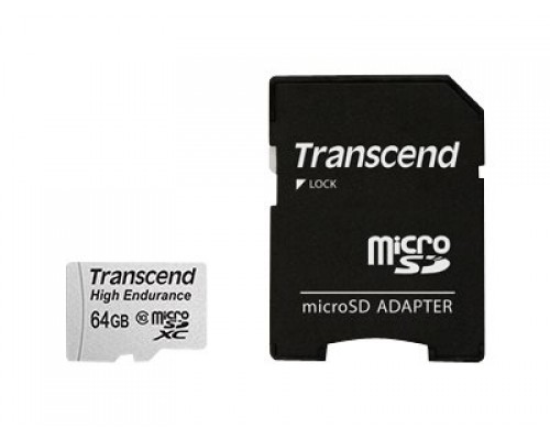 TRANSCEND High Endurance 64GB microSDXC Class10 21MB&sol;s MLC incl&period; Adapter