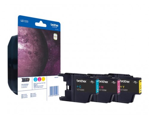 BROTHER LC-1220 inktcartridge drie kleuren standard capacity 3 x 300 pagina s 1-pack blister zonder alarm