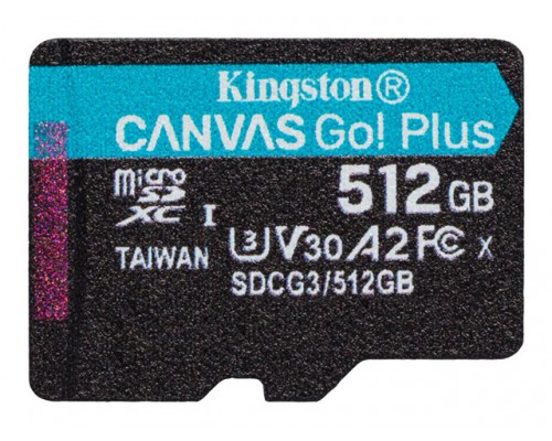 KINGSTON 512GB microSDXC Canvas Go Plus 170R A2 U3 V30 Single Pack w&sol;o ADP
