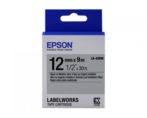 EPSON LK-4SBM Label Cartridge - Zwart op Metallic Zilver - 12mm x 9m