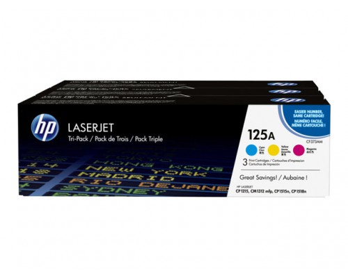 HP 125A originele toner cartridge cyaan&comma; magenta en geel standard capacity 3 x 1&period;400 paginas 3-pack
