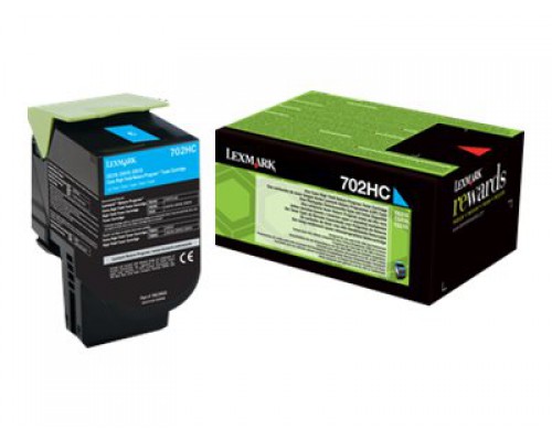 LEXMARK 702HC tonercartridge cyaan high capacity 3.000 paginas 1-pack return program