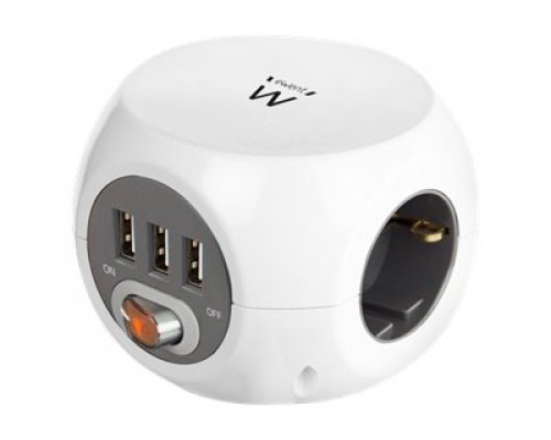 EWENT Power block 3 USB charging ports 3 German outlets white