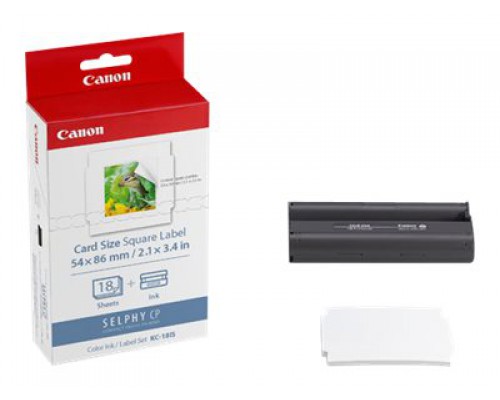 CANON KC-18IS papier + Kleureninkt voor Selphy CP910 CP1000 2.1 x 3.4 inch 18 Sheets