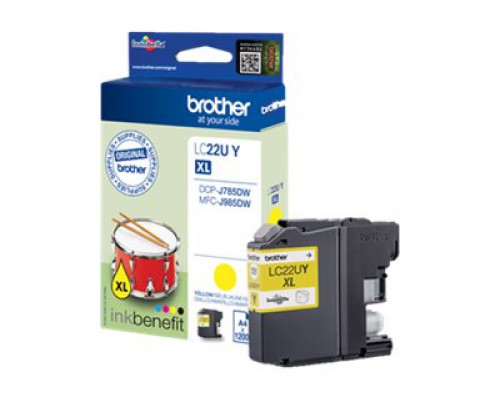 BROTHER High Capacity Yellow Blister Ink Cartridge &lpar;1200 pages&rpar; for DCP-J785DW and MFC-J985DW