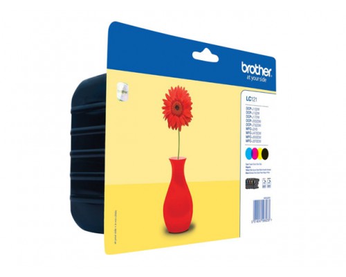 BROTHER LC-121 inktcartridge zwart en drie kleuren 1-pack blister zonder alarm