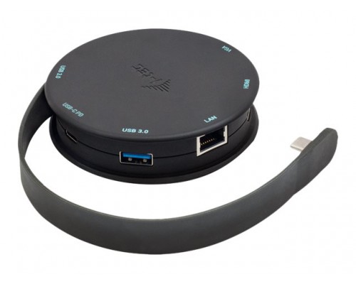 I-TEC USB C Pocket Dock 1x HDMI 4K or 1x VGA 1x GLAN 2x USB 3.0 1x USB-C PD 85W flexible 23cm cable compatible with Thunderbolt 3