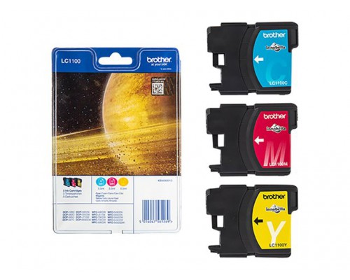 BROTHER LC-1100 inktcartridge cyaan&comma; magenta en geel standard capacity 3 x 7&period;5ml 3 x 325 pagina s 3-pack blister zonder alarm