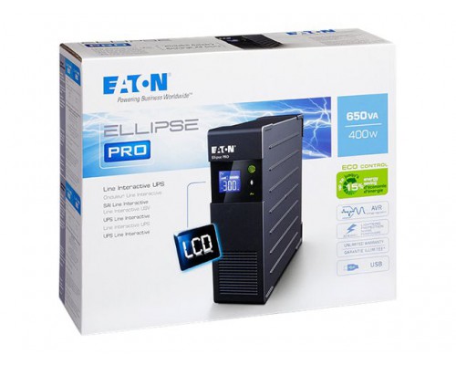 Eaton UPS Ellipse PRO 650 USB IEC &lpar;rack&sol;tower&rpar; - AC 230 V - 400 Watt - 650 VA - USB - IEC-320-C13 4 Output - 2U - 19inch