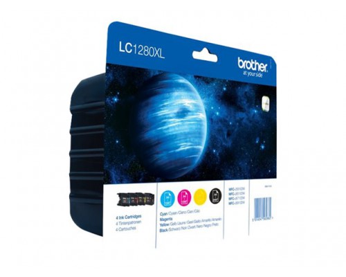 BROTHER LC-1280 inktcartridge zwart en drie kleuren extra high capacity 1x 2&period;400 paginas 1-pack blister zonder alarm