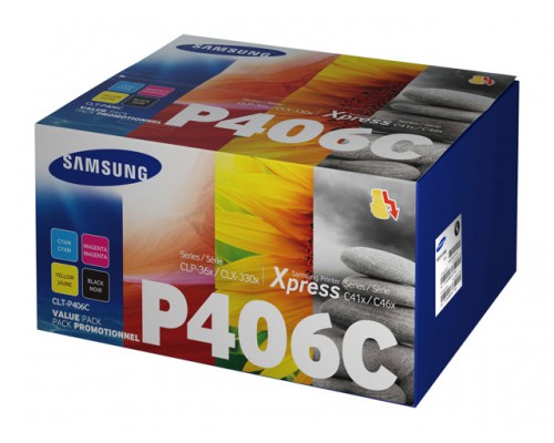 SAMSUNG CLT-P406C&sol;ELS 4-pk CYMK Toner Crt