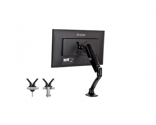 IIYAMA ACC Flexible desk mount with clamp or grommet for single monitor 10-27i height adjustable gas spring VESA 75x75&sol;100x100 1-5kg