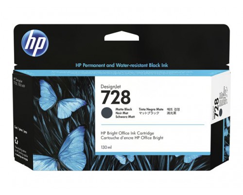 HP 728 130-ml Matte Black DesignJet Ink Cartridge