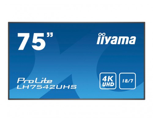 IIYAMA LH7542UHS-B3 75inch IPS UHD 500cd/m2 DP HDMI DP-Out USB Port LAN/RS232 Control PC-Slot