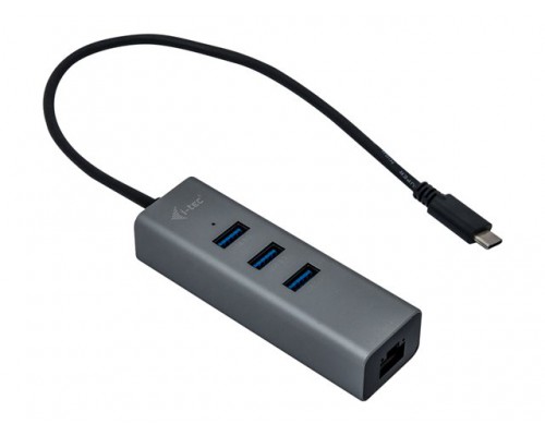 I-TEC USB-C Metal 3-Port HUB with Gigabit Ethernet Adapter 1x USB-C to RJ-45 3x USB 3.0 Port LED-Anzeige compatible with TB 3