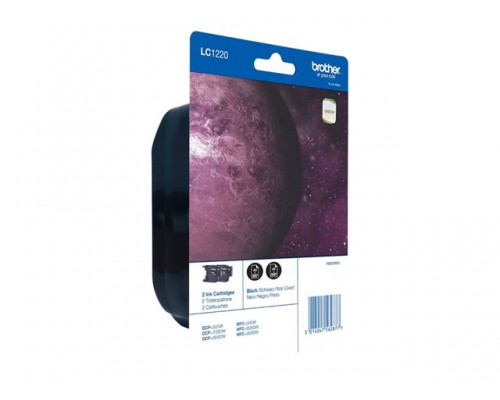 BROTHER LC-1220 inktcartridge zwart standard capacity 2 x 300 pagina s 1-pack blister zonder alarm