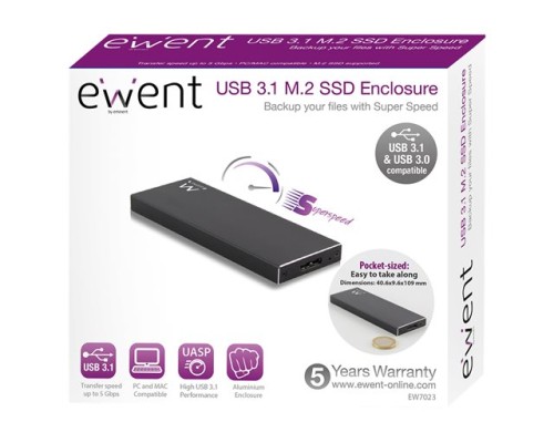EWENT USB 3&period;0 Hard Disk Enclosure M&period;2 SSD