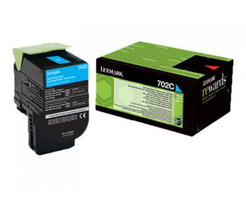 LEXMARK 702C tonercartridge cyaan standard capacity 1.000 pagina s 1-pack return program