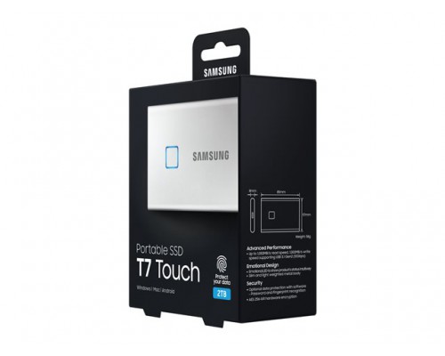 SAMSUNG Portable SSD T7 Touch 2TB extern USB 3&period;2 Gen&period;2 metallic silver