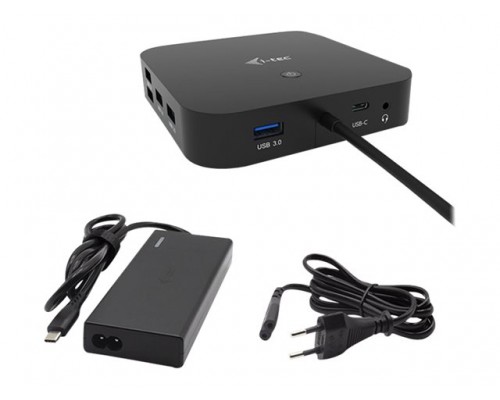 I-TEC USB-C Dual Display MST DS 2x DP 1x GLAN 3x USB 3&period;1 2x USB 2&period;0 1x USB-C-Data 1x Audio&sol;Mic Jack 1x 65W USB-C PD &plus; Charger 77W