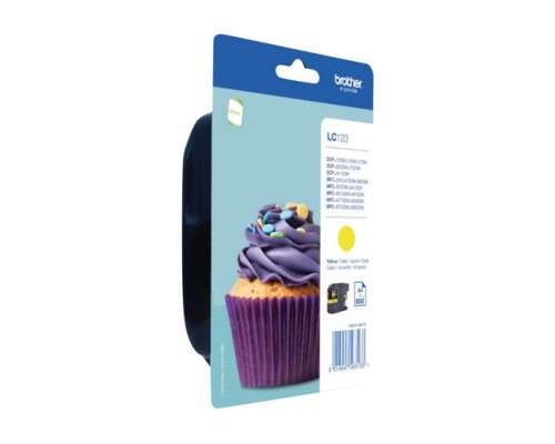 BROTHER LC-123 inktcartridge geel high capacity 600 pagina s 1-pack blister zonder alarm