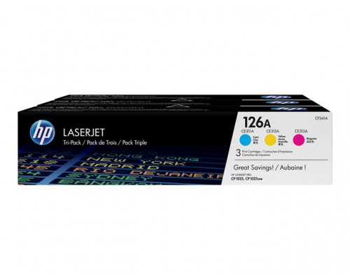 HP 126A originele toner cartridge cyaan&comma; magenta en geel 3x 1&period;000 paginas 3-pack