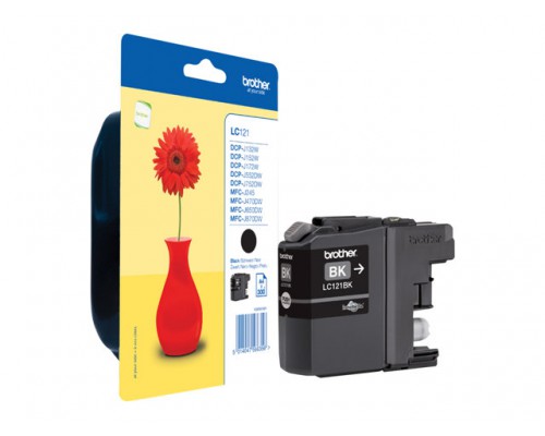 BROTHER LC-121 inktcartridge zwart standard capacity 300 pagina s 1-pack blister zonder alarm