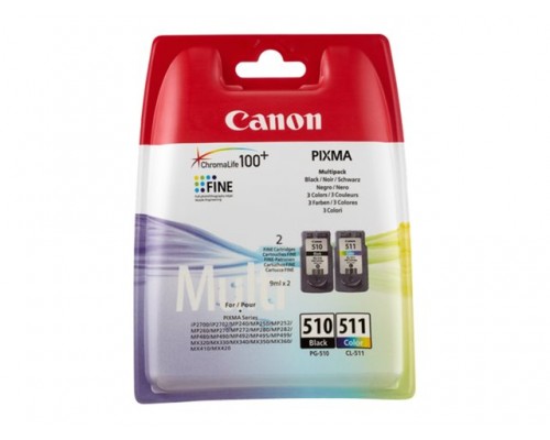 CANON PG-510 &sol; CL-511 inktcartridge zwart en kleur multipack blister with security