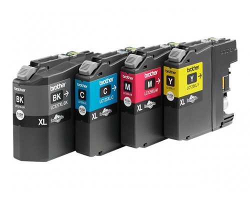 BROTHER LC-127XL inktcartridge zwart en drie kleuren high capacity 1-pack blister zonder alarm