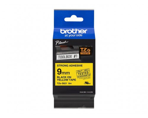 BROTHER P-Touch TZE-S621 black on yellow 9mm extra gluey